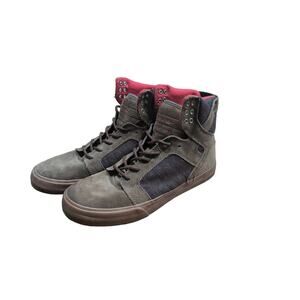 SUPRA MUSKA 001 MEN'S BROWN HIGH TOP SKATE SHOES SIZE 7.5